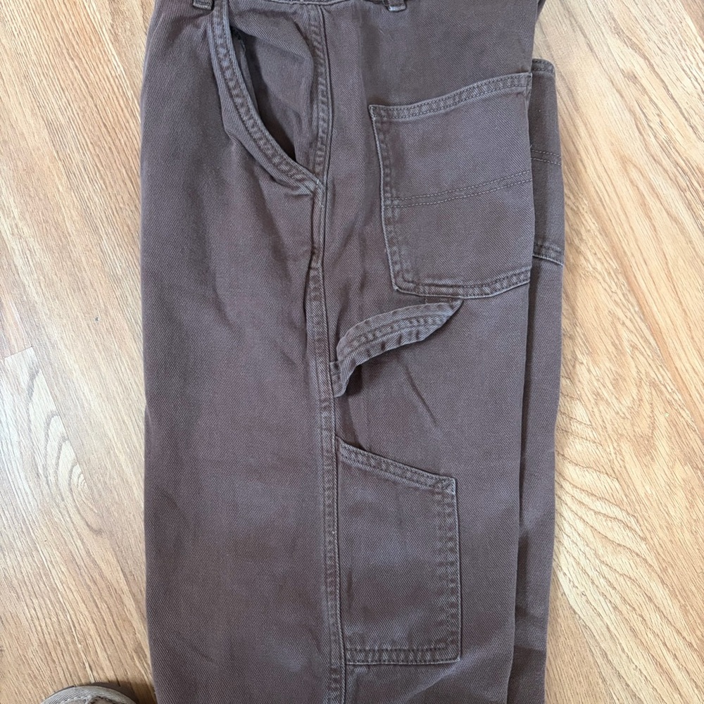 Garage 00 Wide Leg Brown Carpenter-Style Pants - Picture 4 of 6